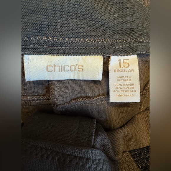Chico’s Knit Jodhpur Style Brown Pants Stretch Ponte Faux Pockets Sz 10 - Picture 4 of 8